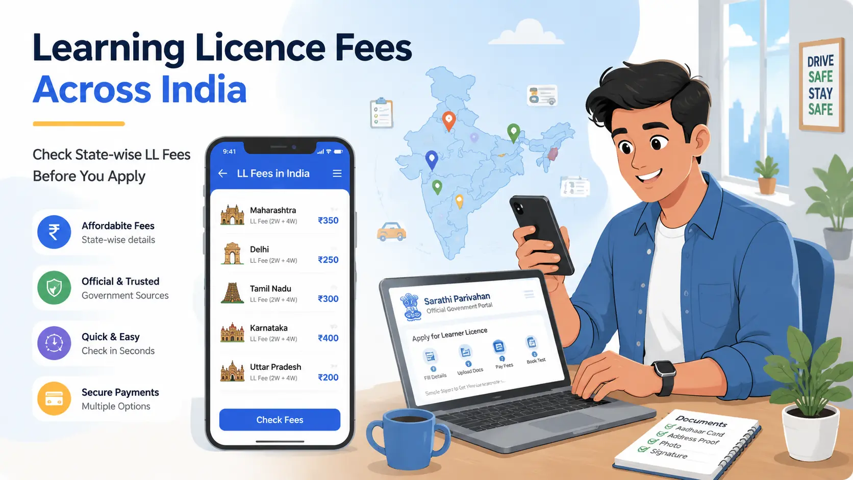 Learning Licence Fees in India 2026: State-wise LL Fee List & Online Payment Guide